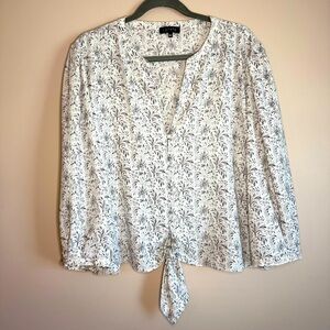1.State Tie-Waist Top Blouse with Leaves and Flowers SZ/XXL